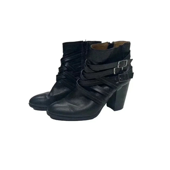 SOFFT Women's Brown Leather Heel Strappy Buckle Zippered Ankle Boots size 10 M - Picture 3 of 11